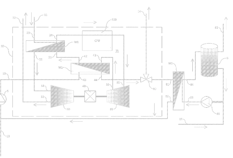 Schematic drawing from the Tarnoc single-shaft turbine heat pump patent